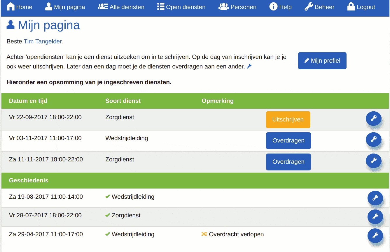 Screenshot - Mijn pagina