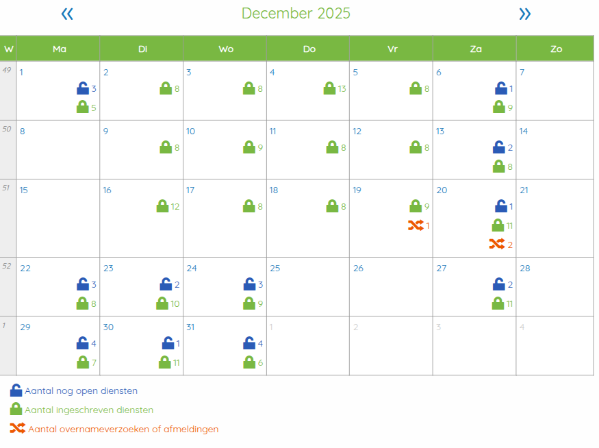 Overname- en afmeldverzoeken nu ook zichtbaar in de kalender