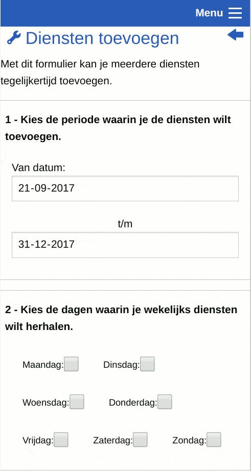 Screenshot - beheerder - Diensten repeterend toevoegen